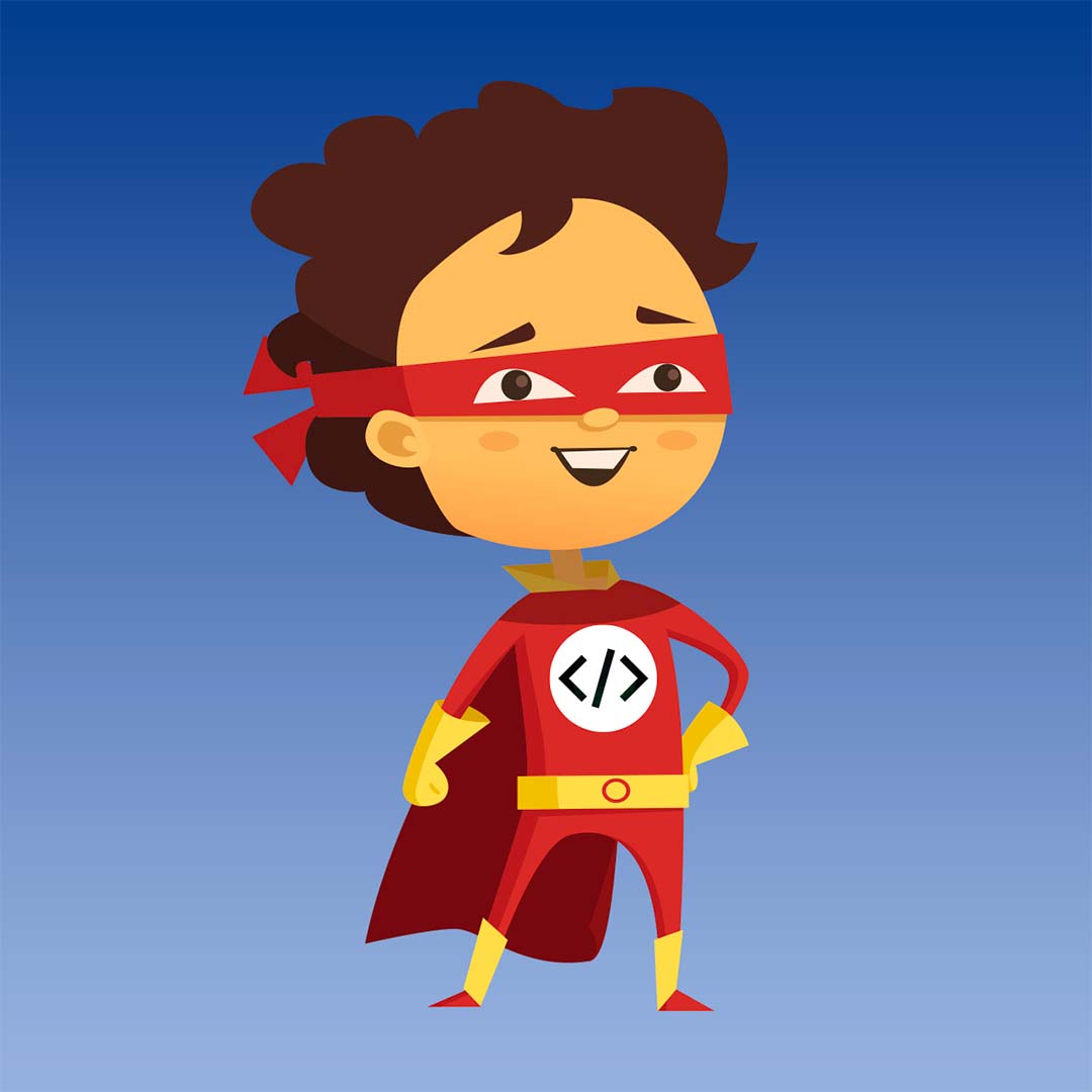 supereroe coders con costume rosso